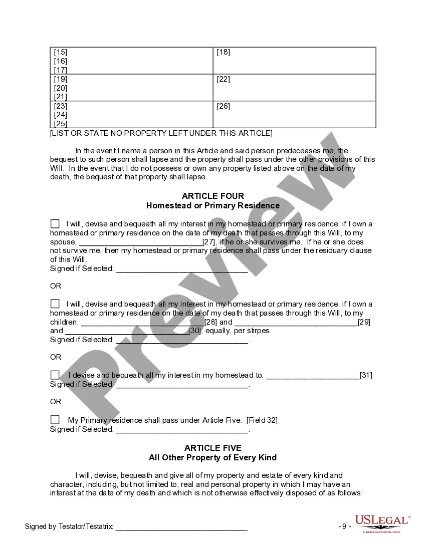 Preview Last Will and Testament for other Persons