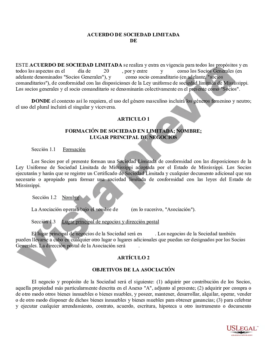 Preview Acuerdo de sociedad limitada