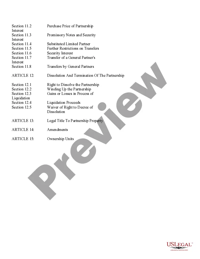 Get Limited Partnership Agreement Preview Limited Partnership Agreement