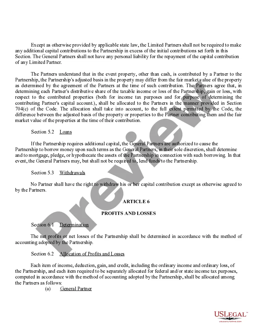 Get Limited Partnership Agreement Preview Limited Partnership Agreement