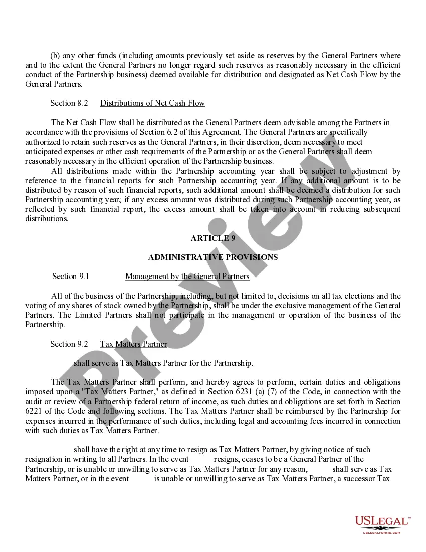 Get Limited Partnership Agreement Preview Limited Partnership Agreement