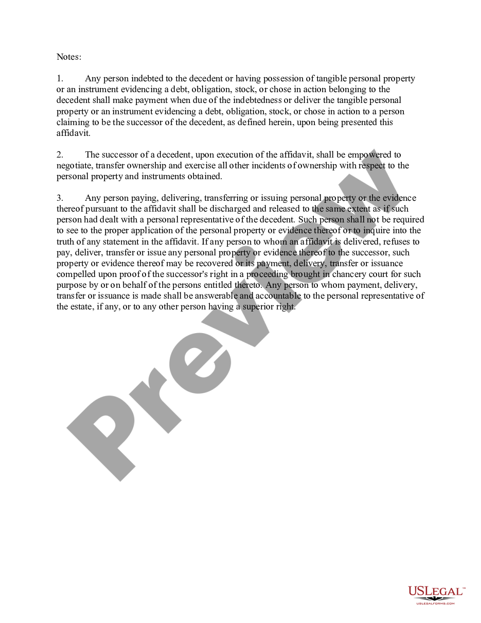 page 2 Small Estate Affidavit for Estates under $75,000 preview