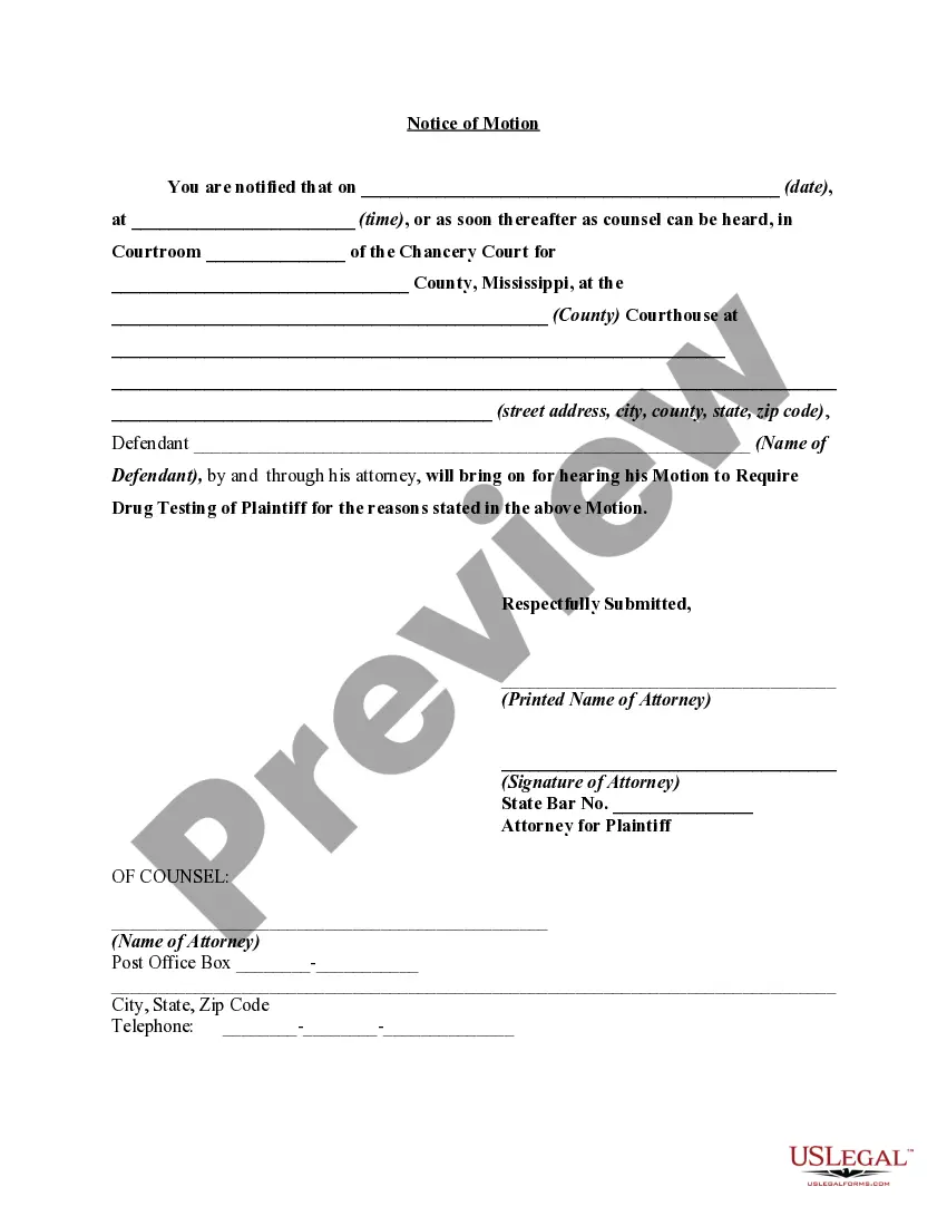 Get Motion to Require Drug Testing of Parent in a Proceeding to Modify Child Custody Award Preview Motion to Require Drug Testing of Parent in a Proceeding to Modify Child Custody Award