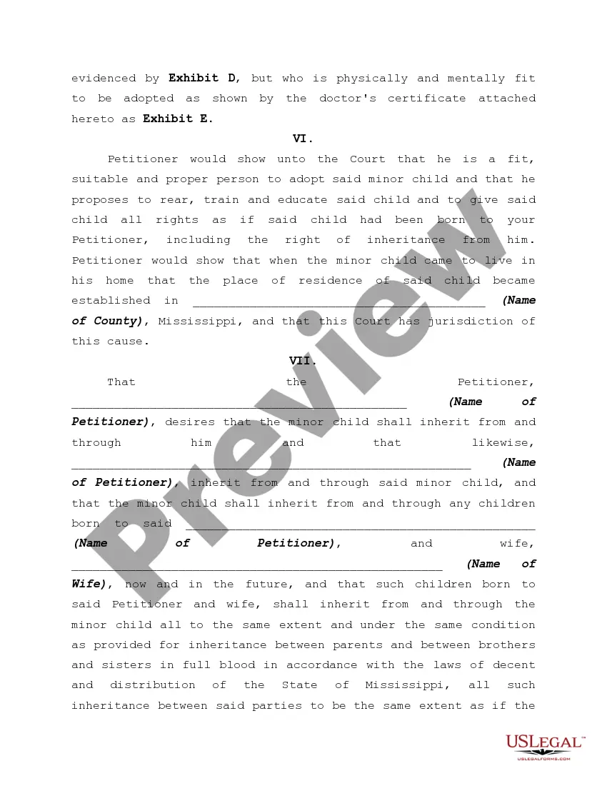 Preview Petition for Adoption Involving Guardian Ad Litem in Underlying Proceeding