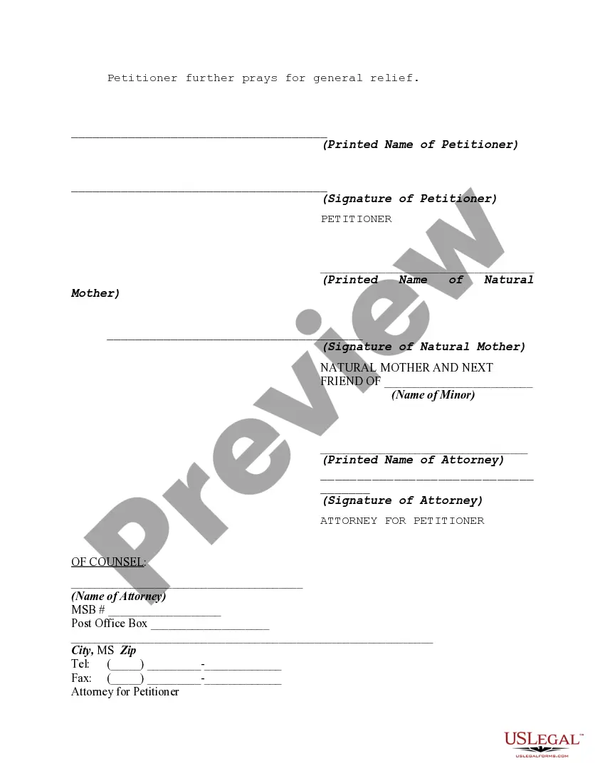 Preview Petition for Adoption Involving Guardian Ad Litem in Underlying Proceeding