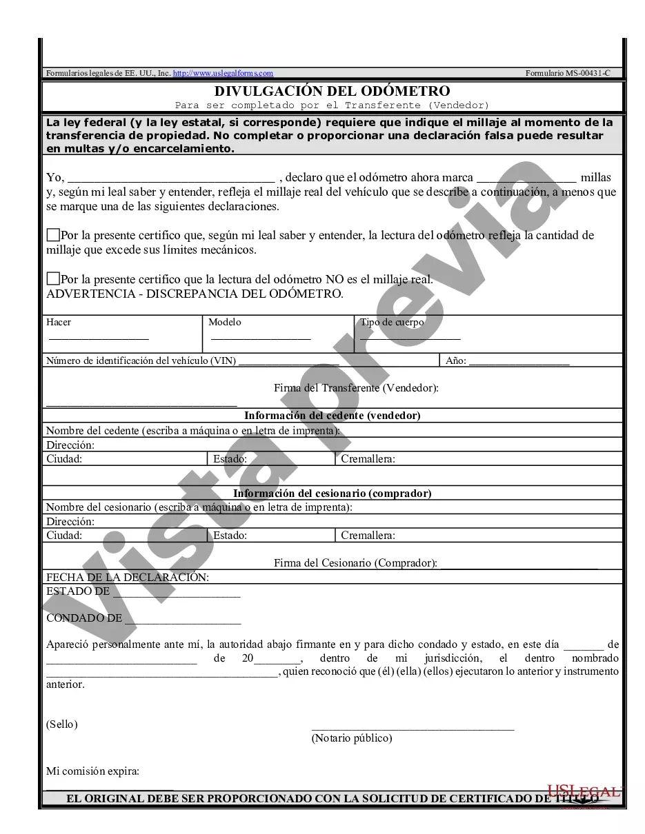 Preview Factura de venta de automóvil o vehículo, incluida la declaración del cuentakilómetros y el pagaré