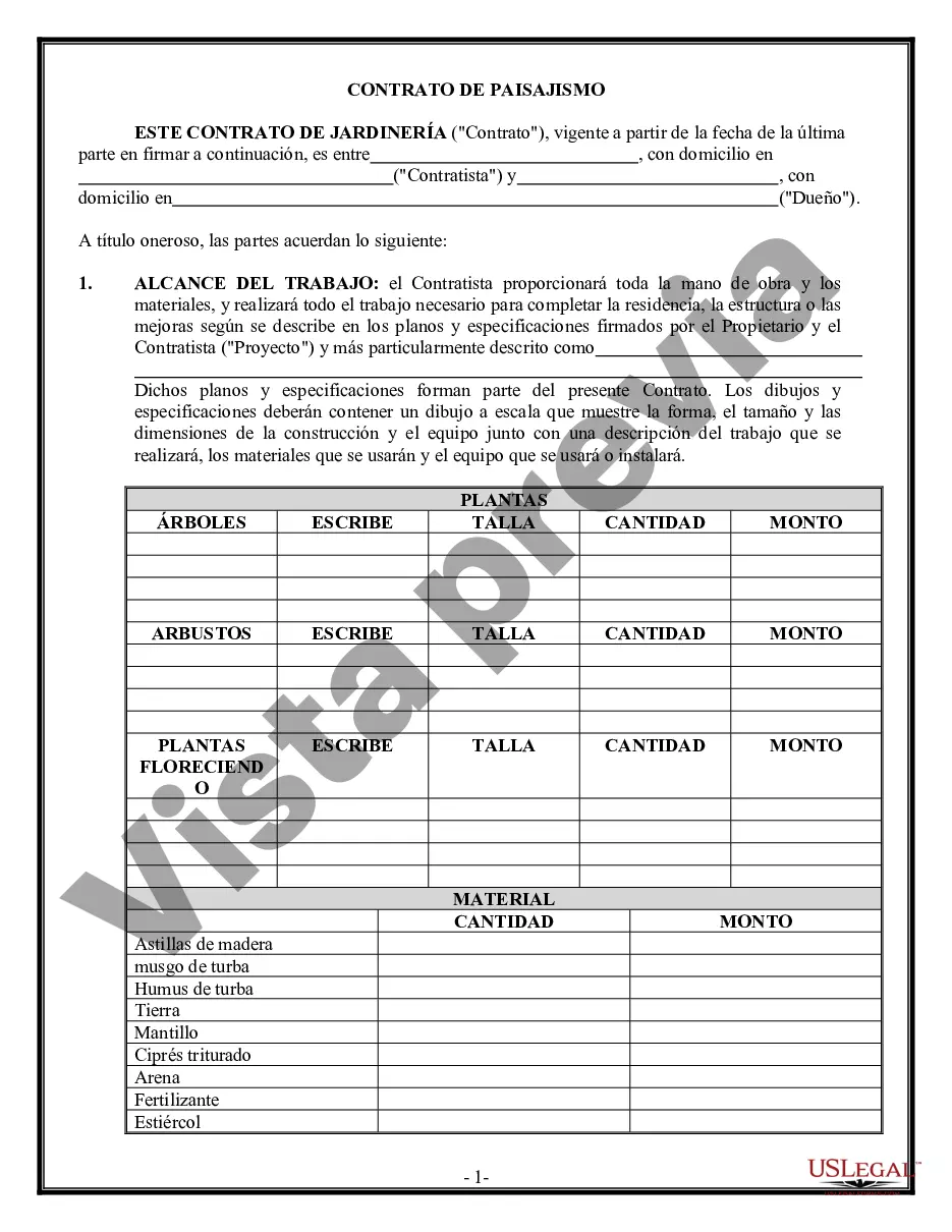 Preview Contrato de paisajismo para contratista