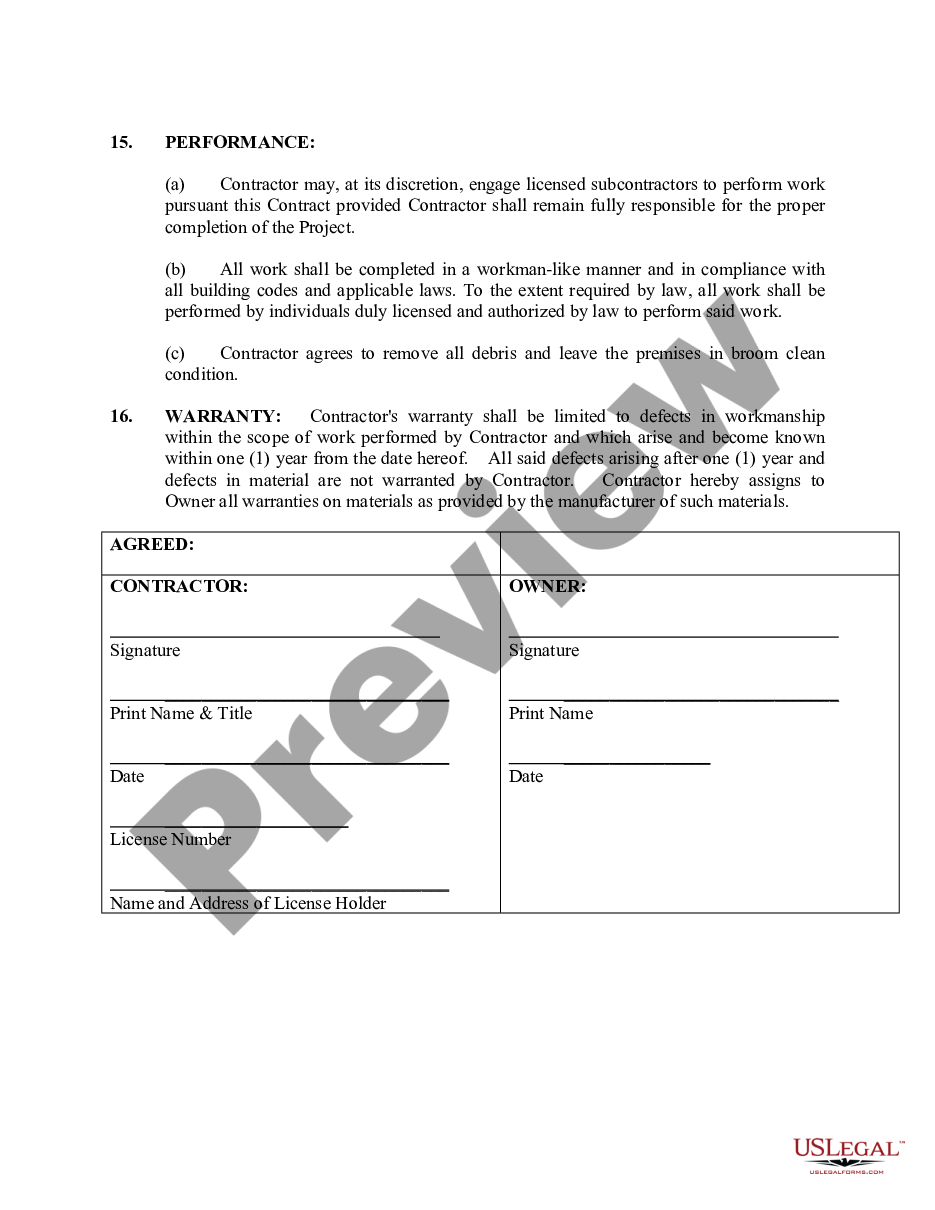 page 4 Renovation Contract for Contractor preview
