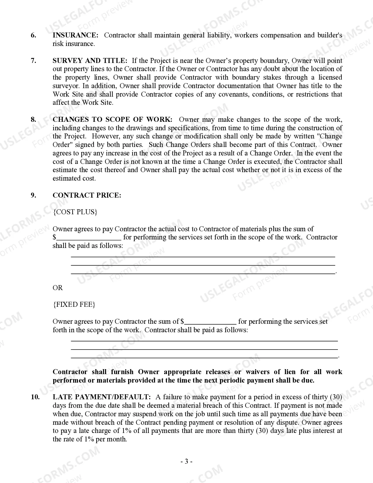 Preview Renovation Contract for Contractor