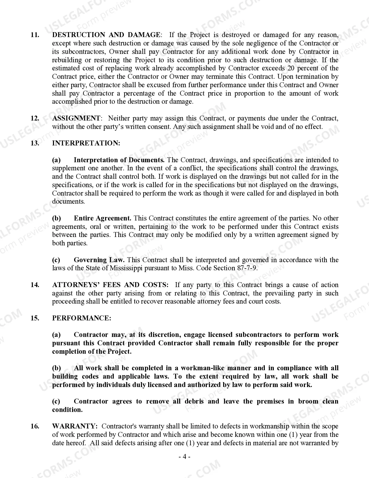 Preview Renovation Contract for Contractor