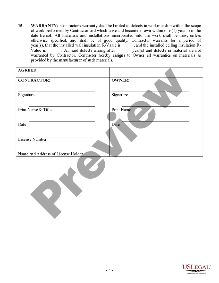 Preview Insulation Contract for Contractor