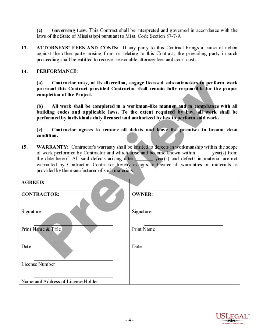 Preview Siding Contract for Contractor