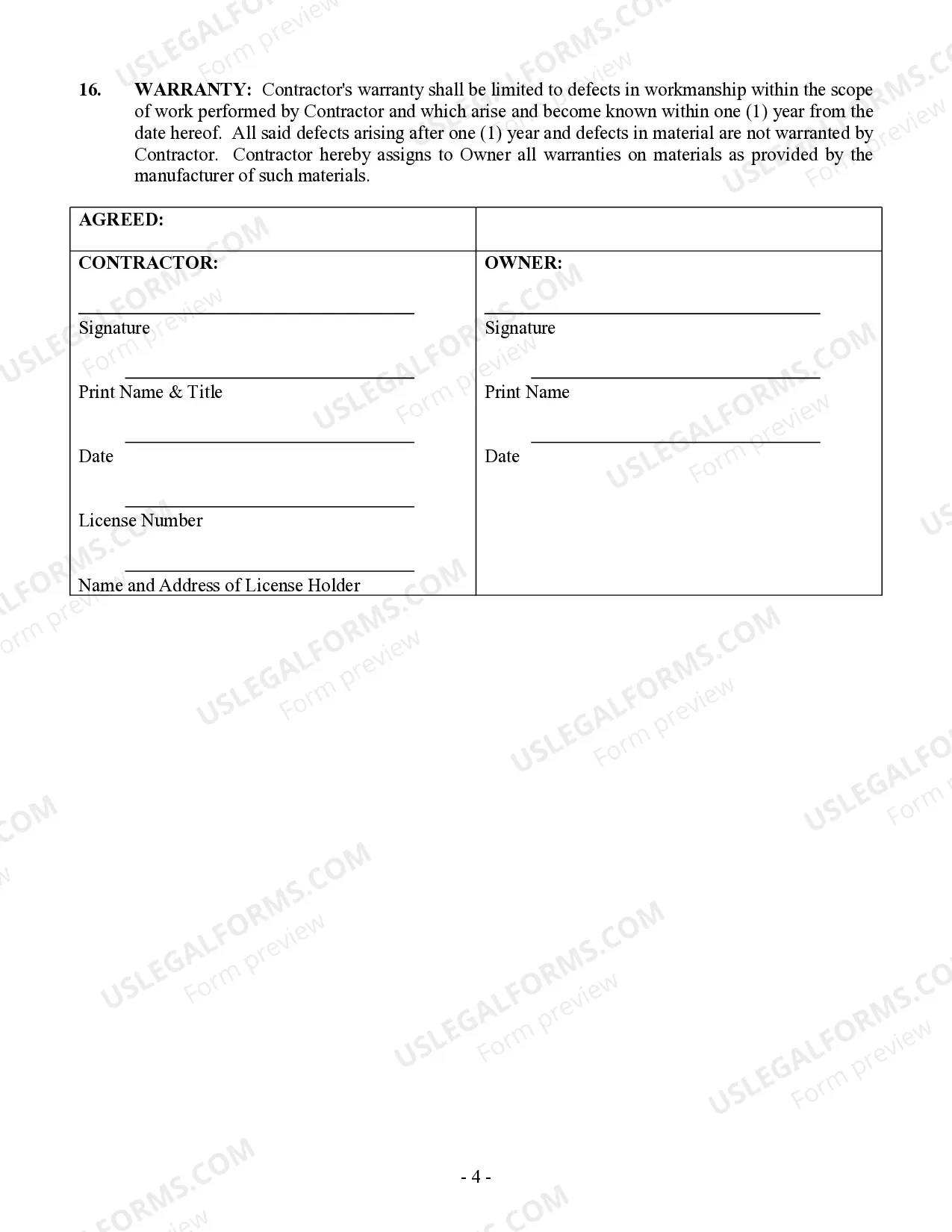 Preview Brick Mason Contract for Contractor