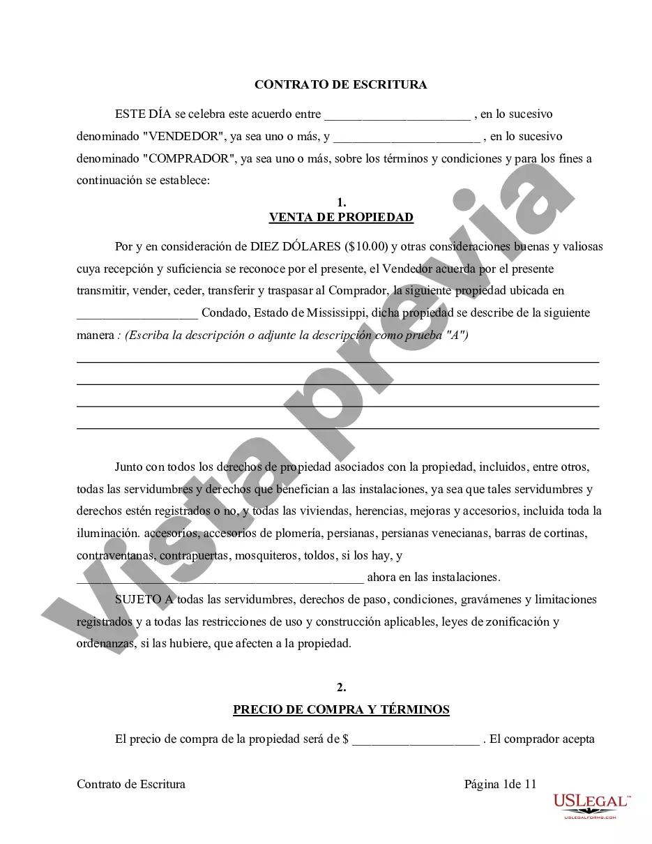 Preview Acuerdo o Contrato de Escritura de Venta y Compra de Bienes Raíces a/k/a Terreno o Contrato de Ejecución