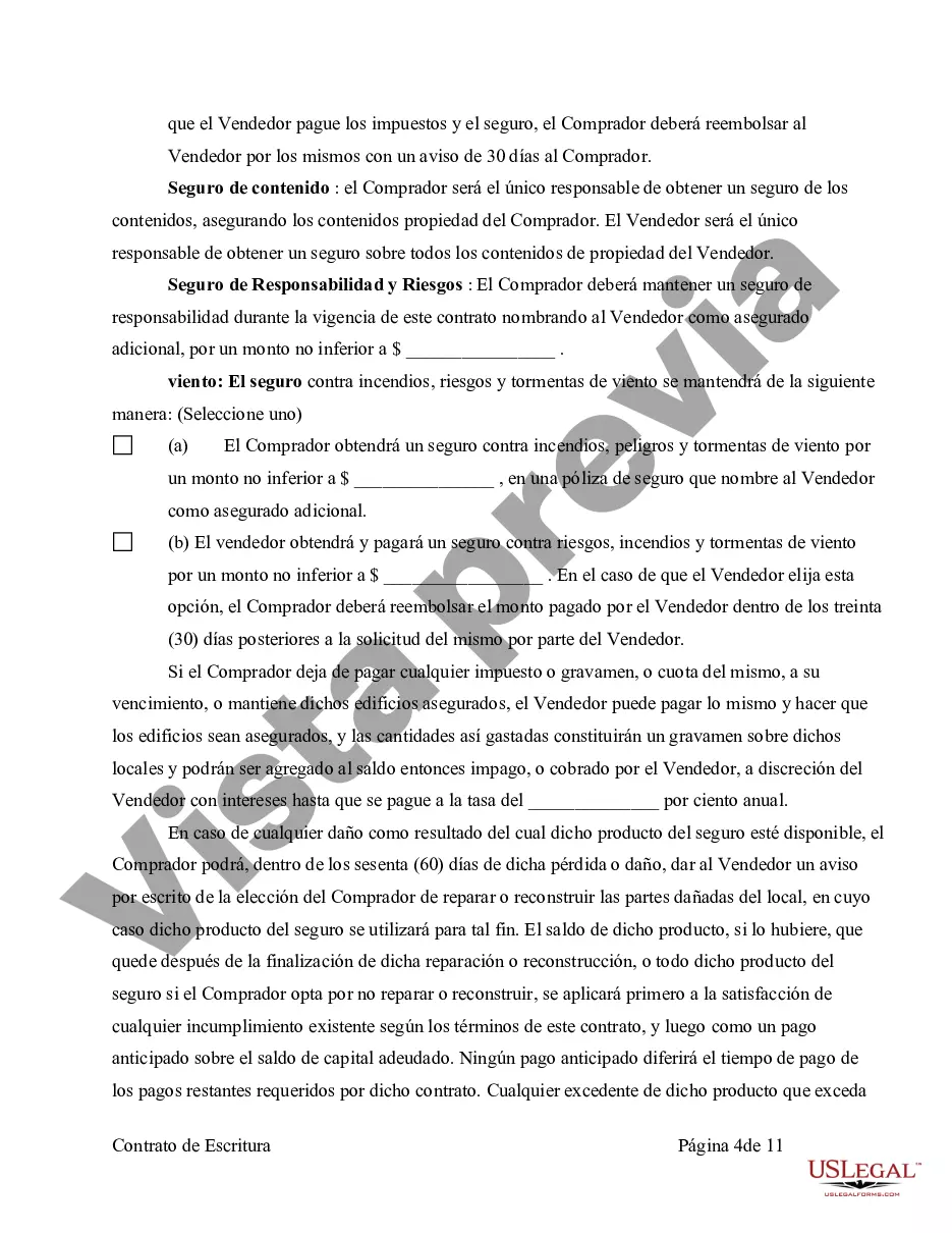 Preview Acuerdo o Contrato de Escritura de Venta y Compra de Bienes Raíces a/k/a Terreno o Contrato de Ejecución