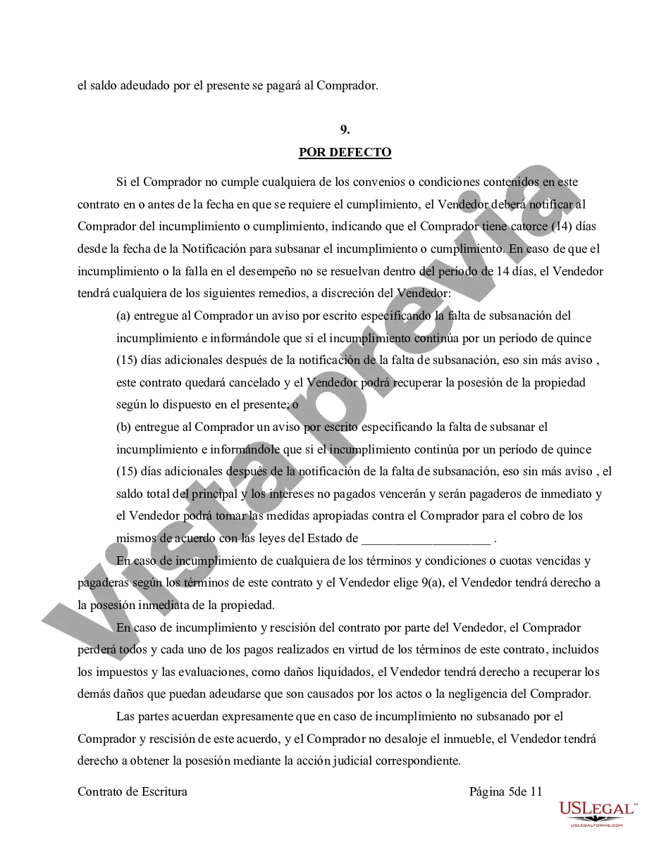 Preview Acuerdo o Contrato de Escritura de Venta y Compra de Bienes Raíces a/k/a Terreno o Contrato de Ejecución
