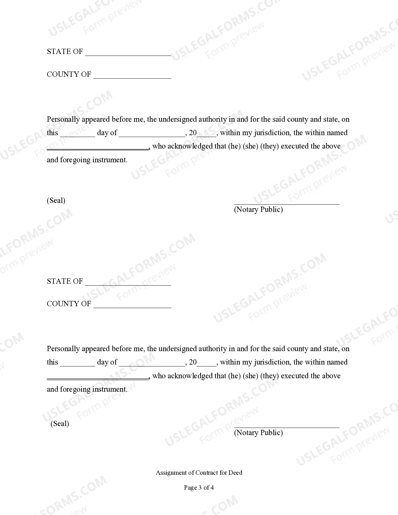 Preview Assignment of Contract for Deed by Seller