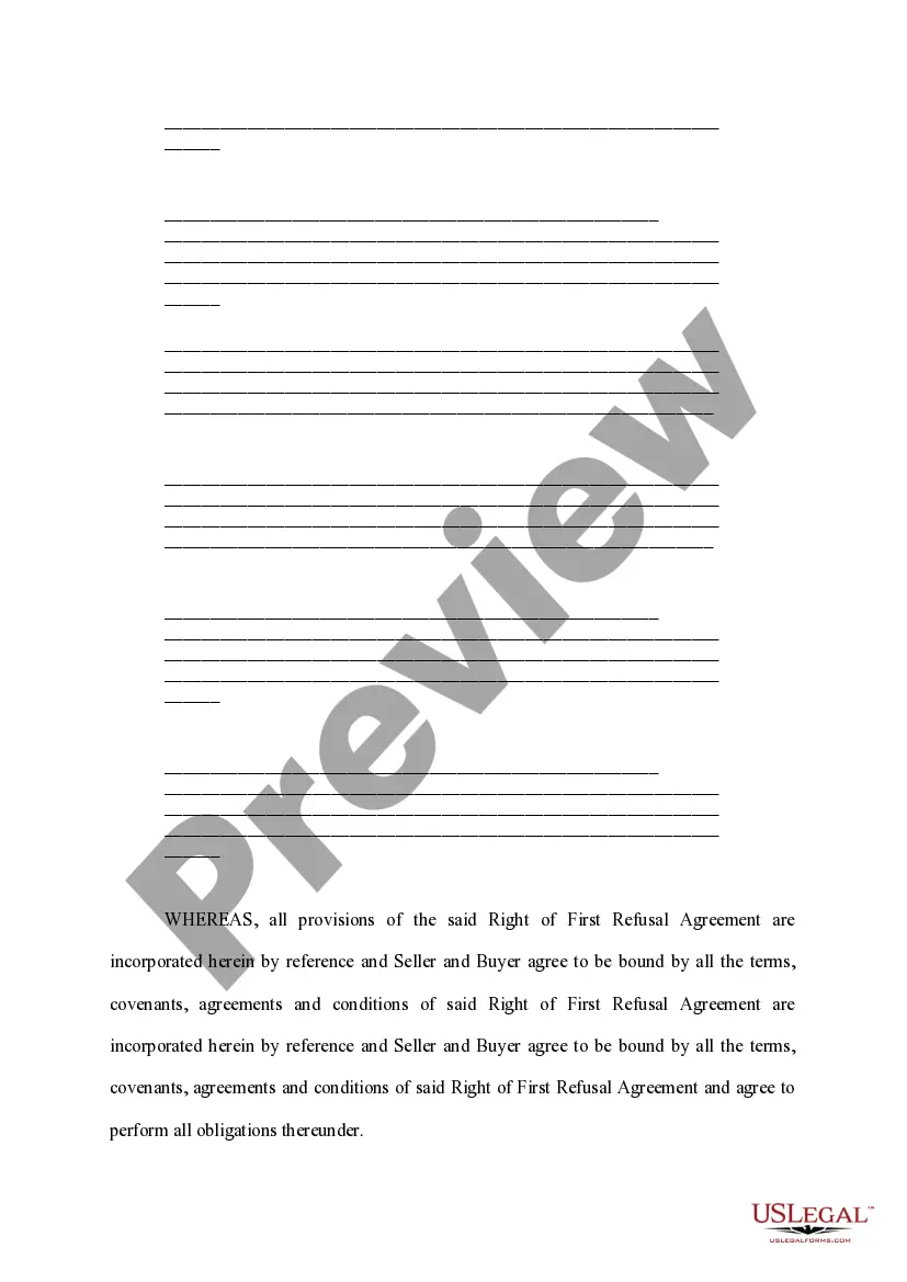 Get Memorandum of Right of First Refusal Agreement Preview Memorandum of Right of First Refusal Agreement