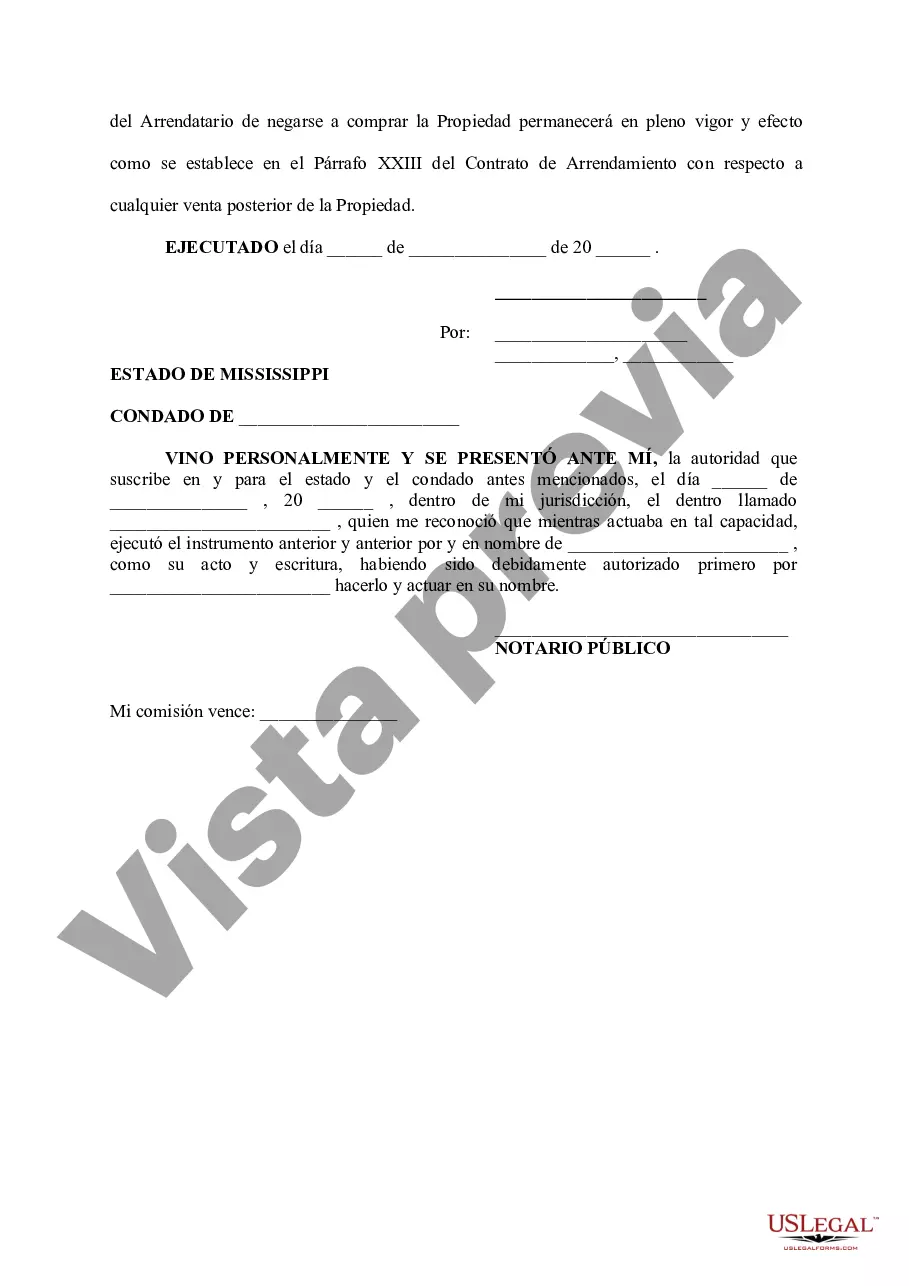 Preview Renuncia al primer derecho de negarse a comprar bienes inmuebles