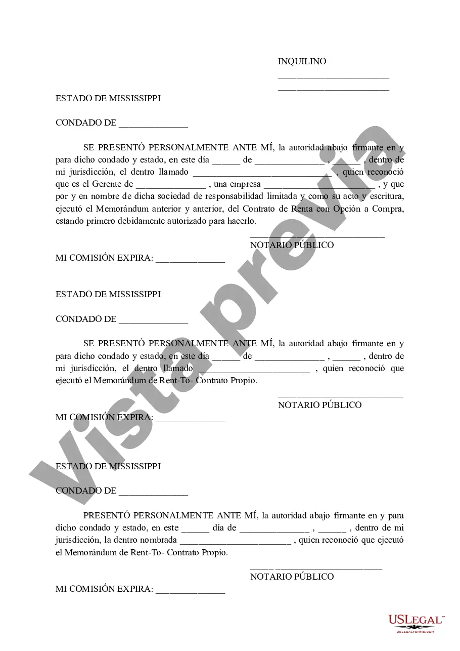 Preview Memorando de contrato de alquiler con opción a compra