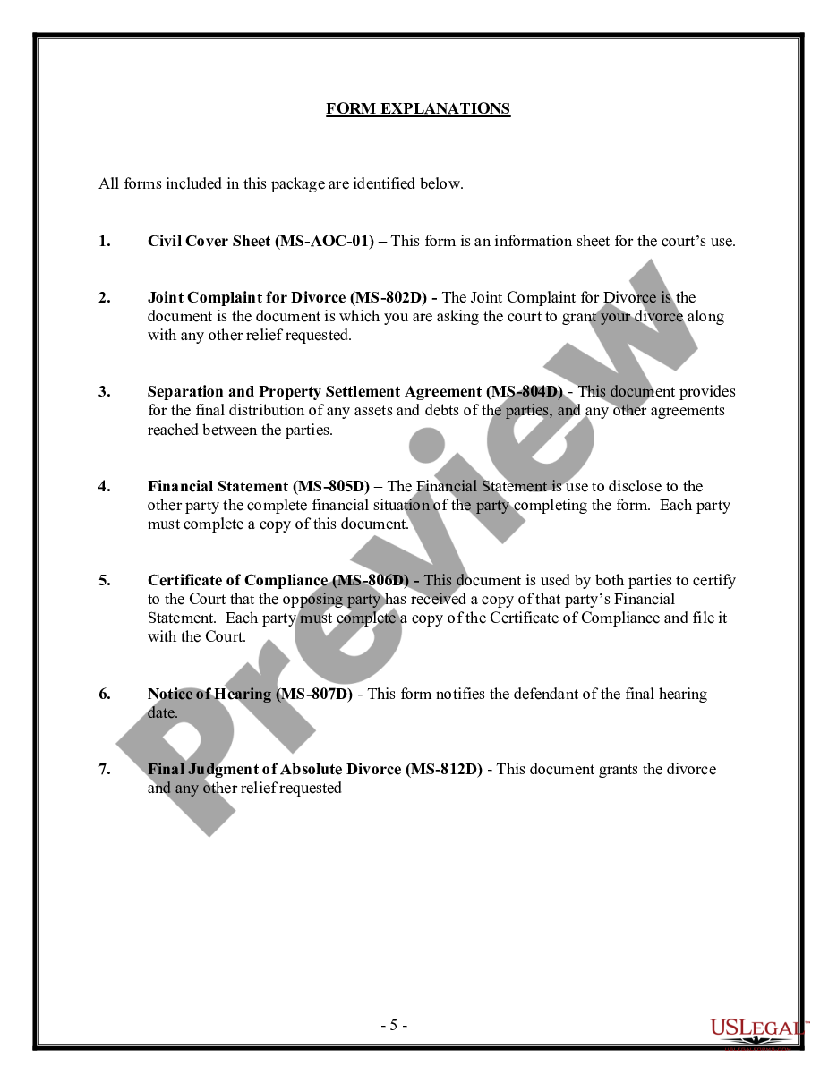 page 4 No-Fault Agreed Uncontested Divorce Package for Dissolution of Marriage for Persons with No Children with or without Property and Debts preview