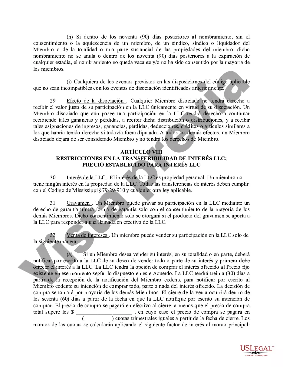 Preview Acuerdo Operativo de Sociedad de Responsabilidad Limitada LLC