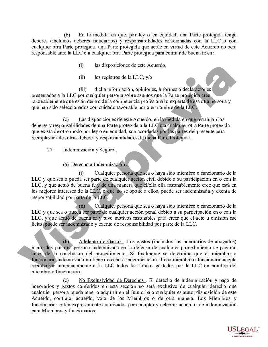 Preview Acuerdo Operativo de Sociedad de Responsabilidad Limitada LLC