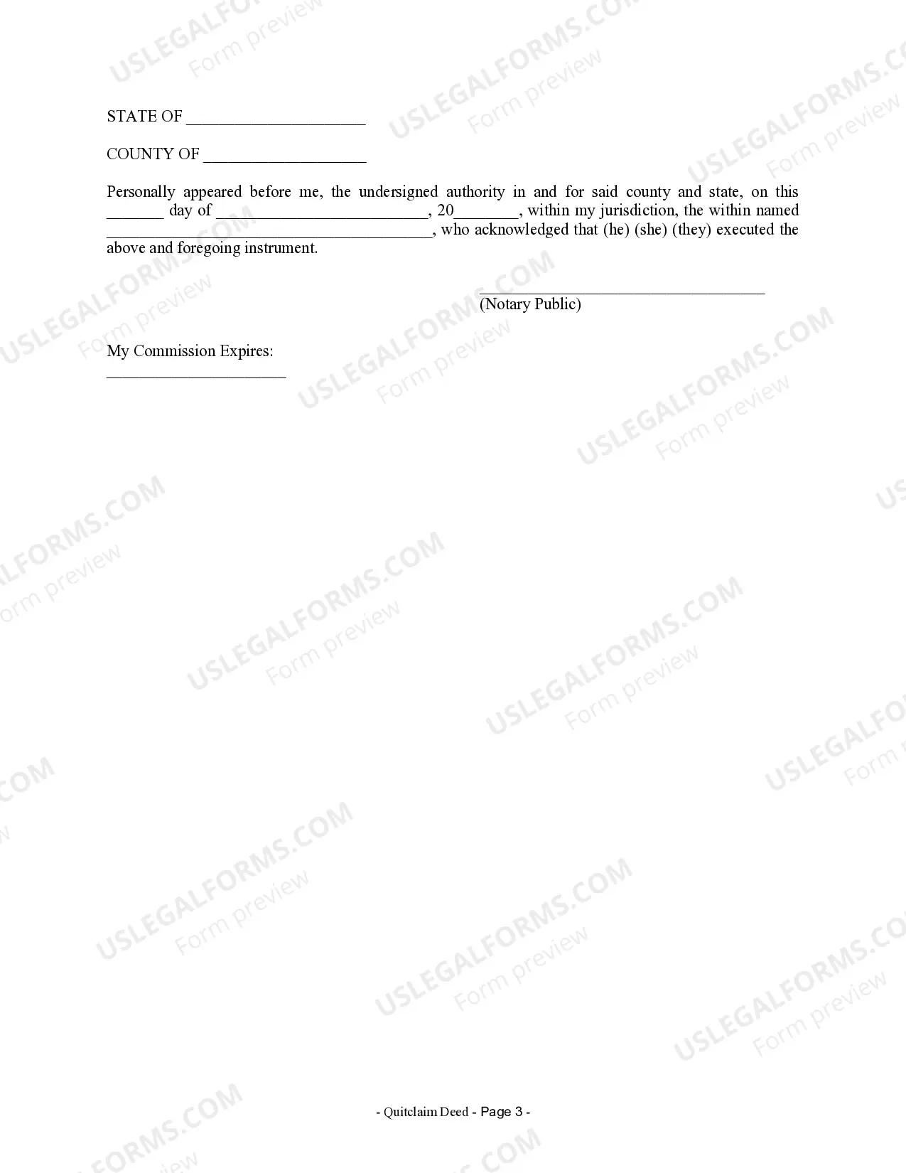 Preview Quitclaim Deed from Individual to Husband and Wife