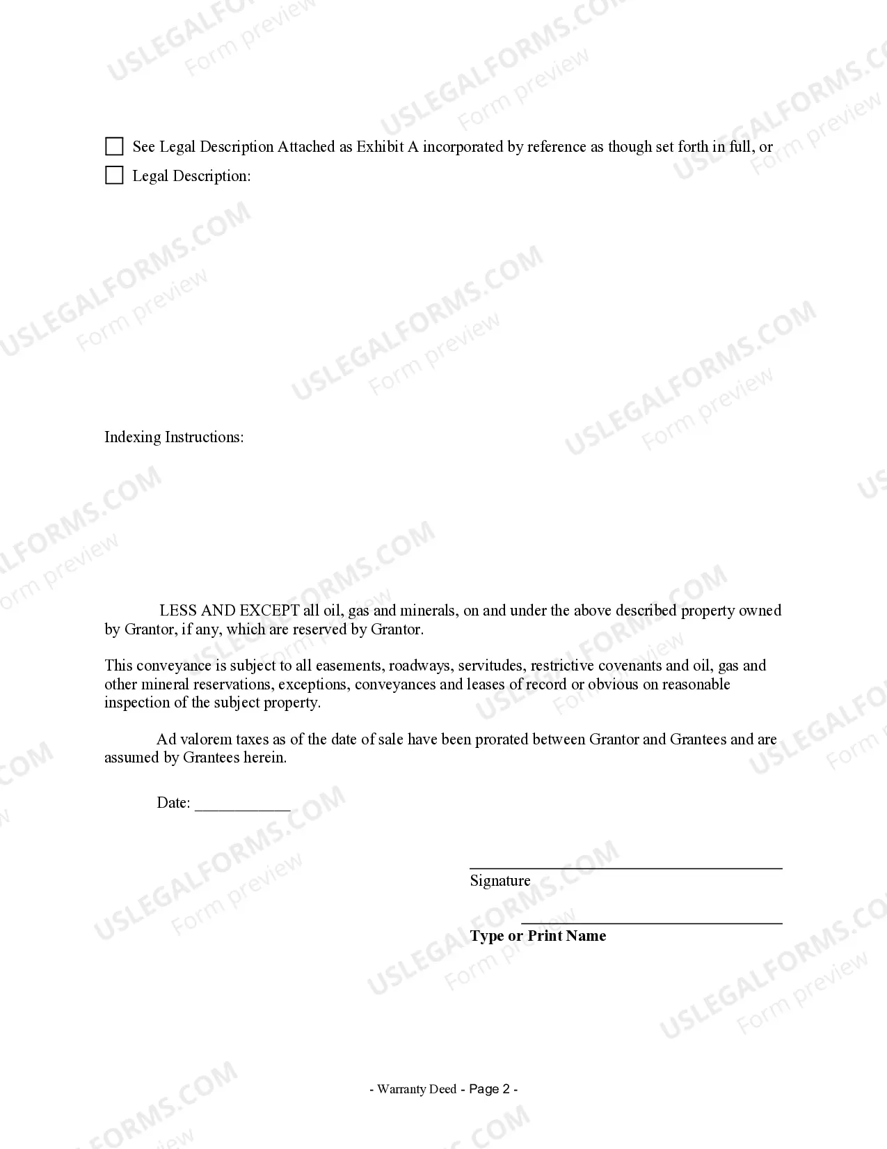 Preview Warranty Deed from Individual to Two Individuals / Husband and Wife