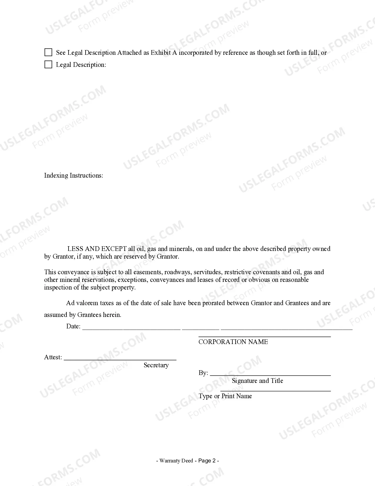Preview Warranty Deed from Corporation to Husband and Wife