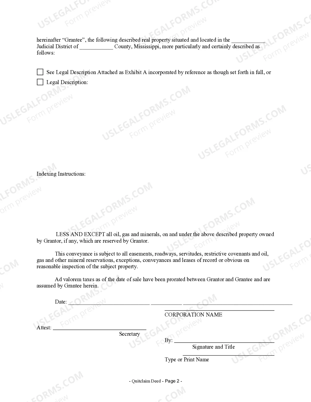 Preview Quitclaim Deed from Corporation to Individual