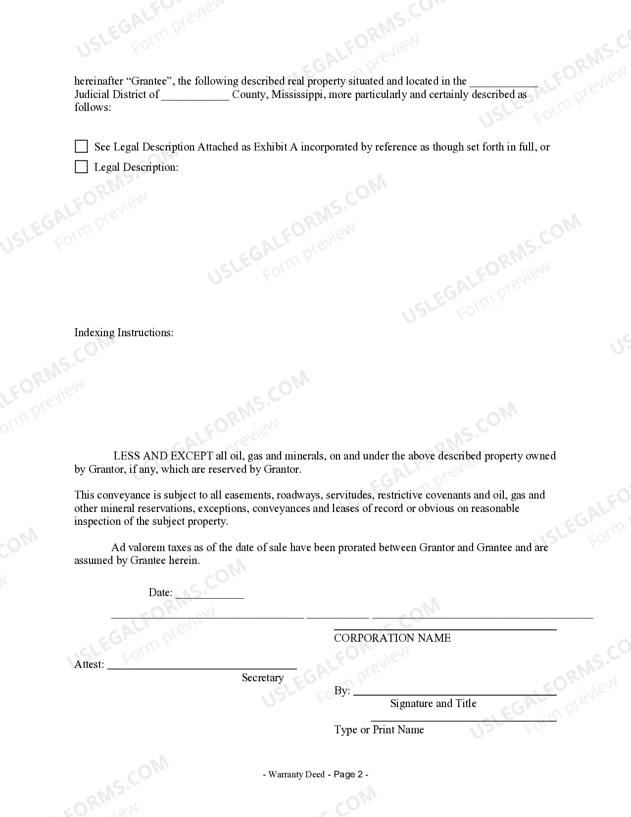 Preview Warranty Deed from Corporation to Individual