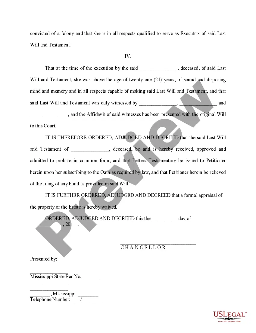 Get Order Probating Will and Granting Letters Testamentary Preview Order Probating Will and Granting Letters Testamentary