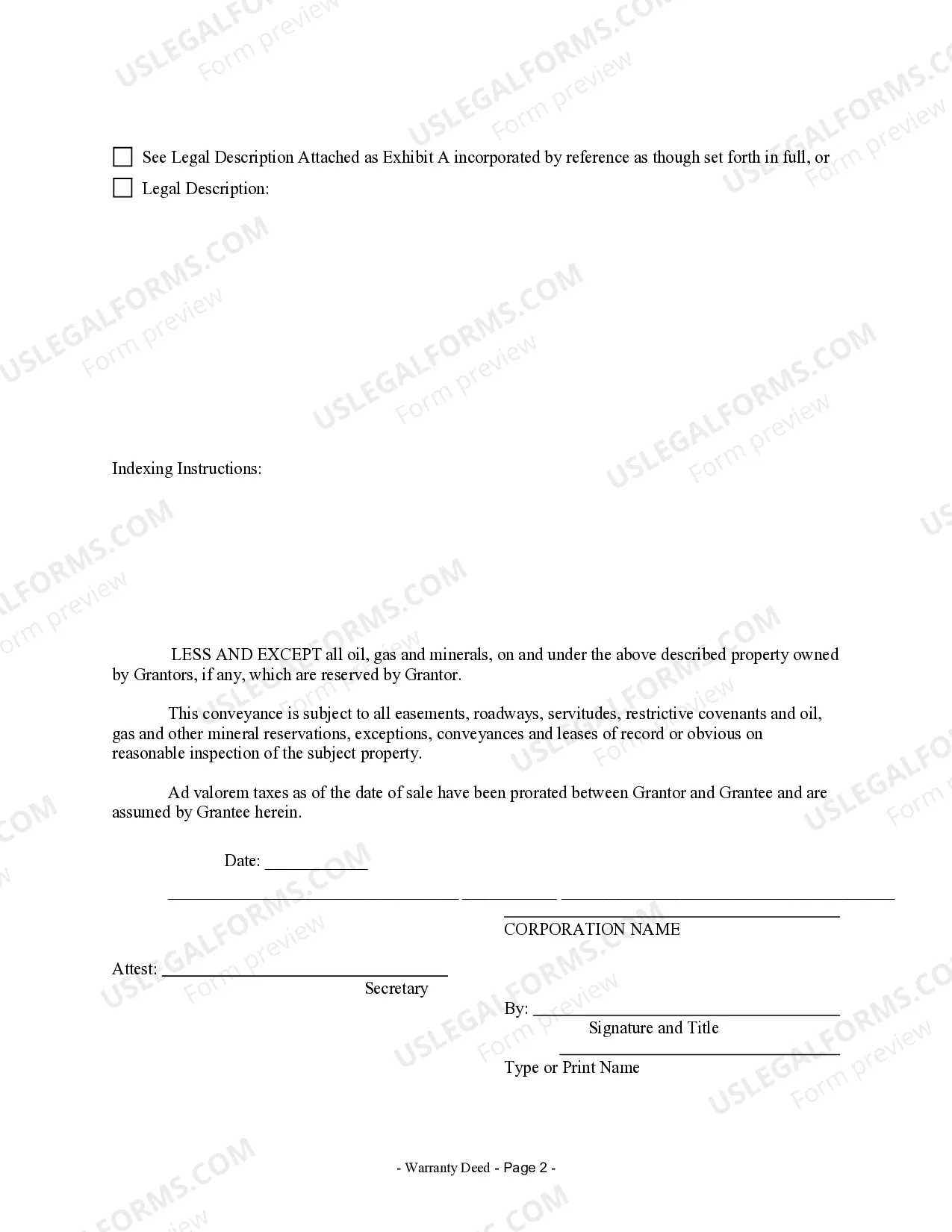 Preview Warranty Deed from Corporation to Corporation