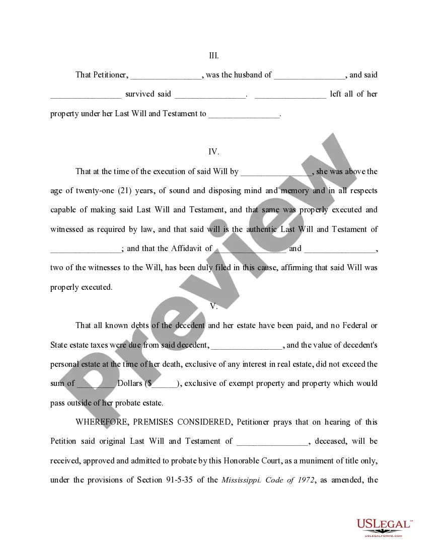 Get Petition for probate of will as muniment of title only Preview Petition for probate of will as muniment of title only