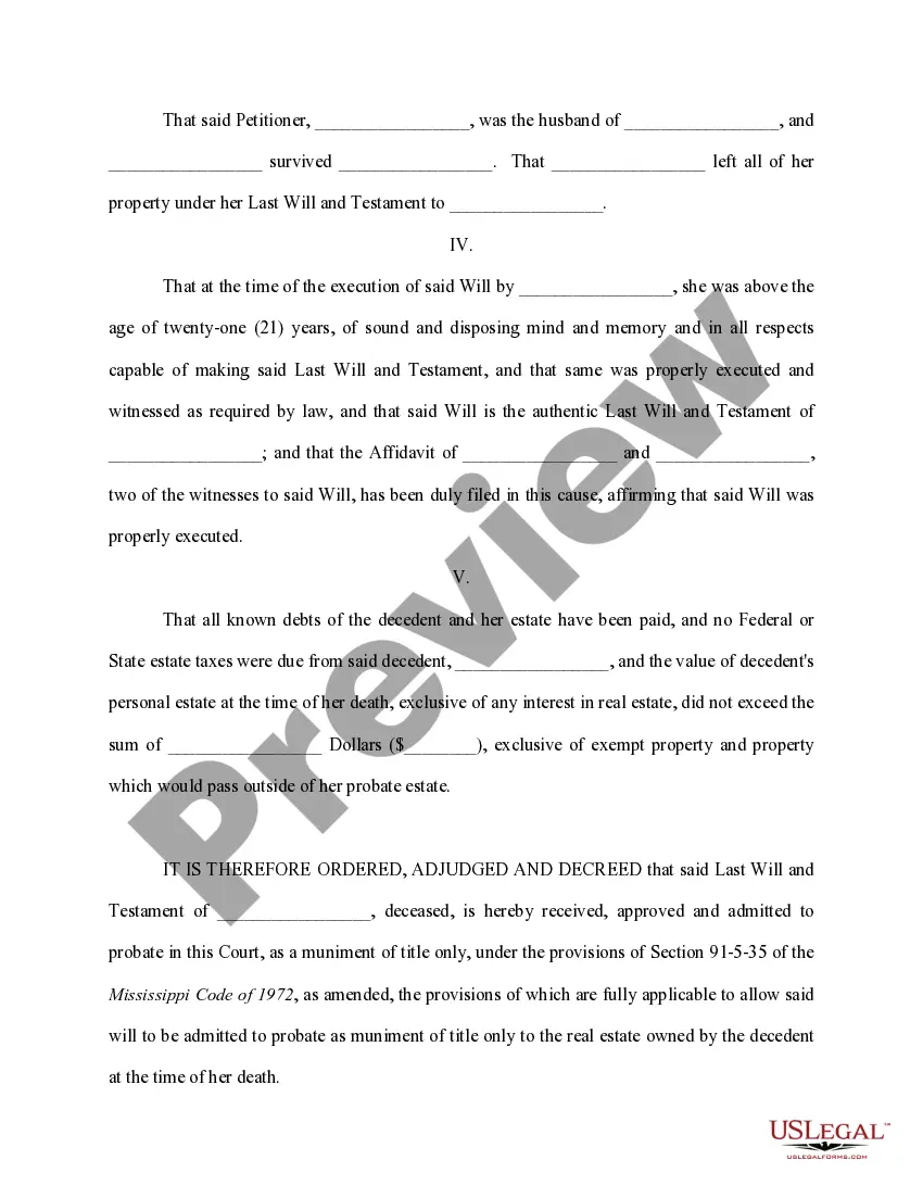 Get Order of probate of will as muniment of title only Preview Order of probate of will as muniment of title only
