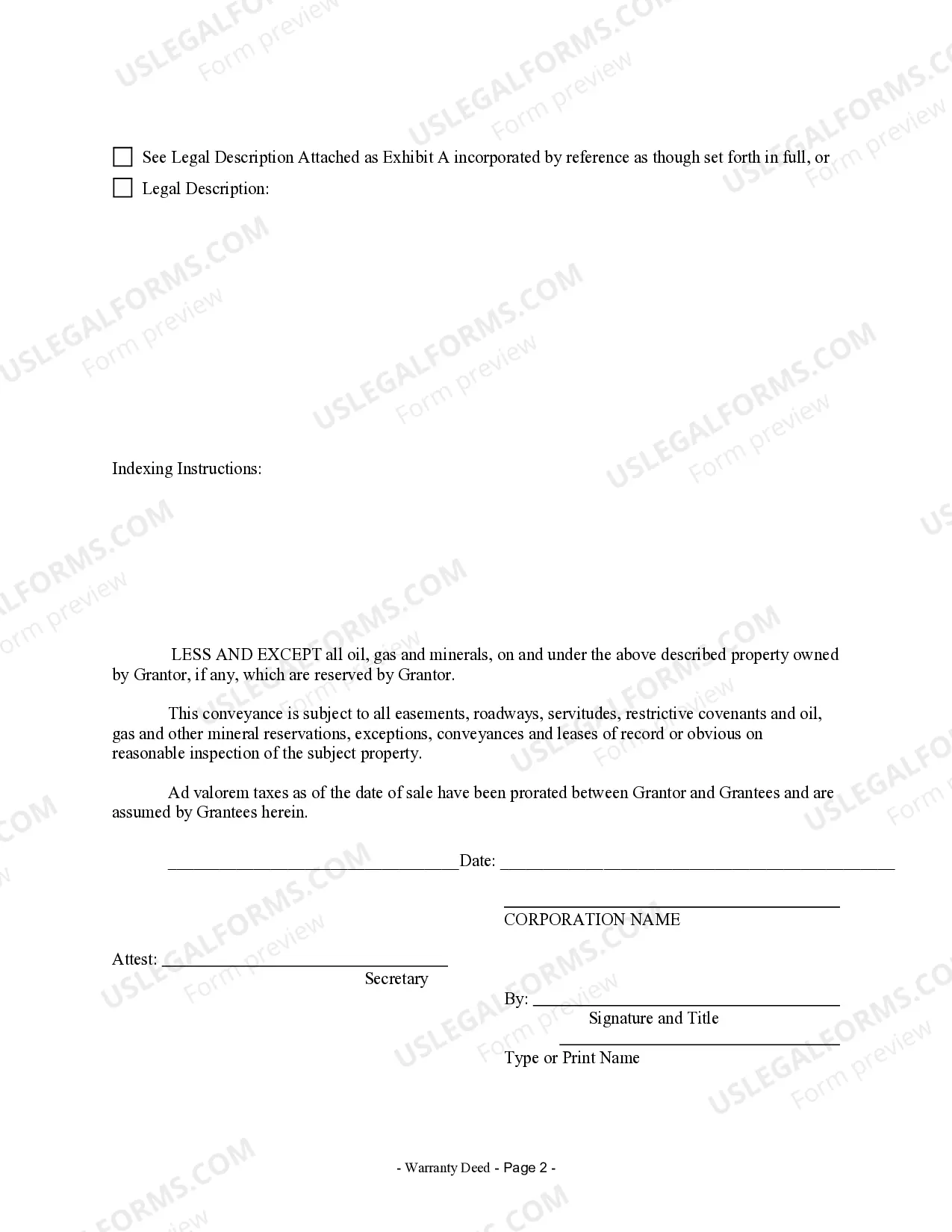 Preview Warranty Deed from Corporation to Two Individuals