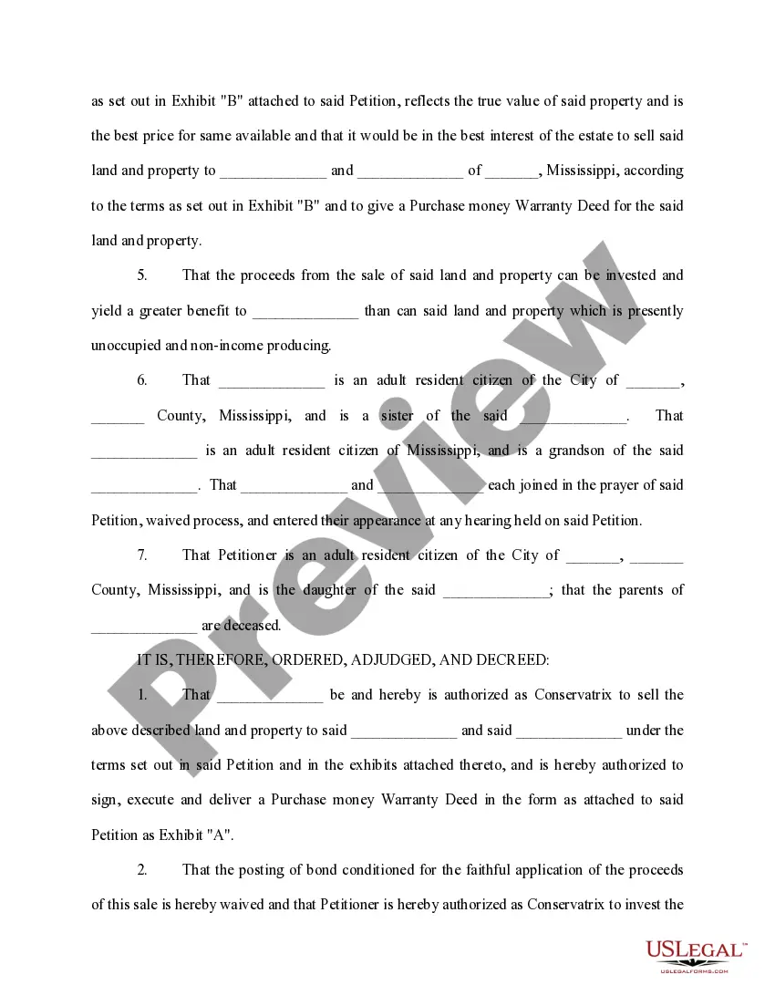 Preview Order authorizing the sale of real estate