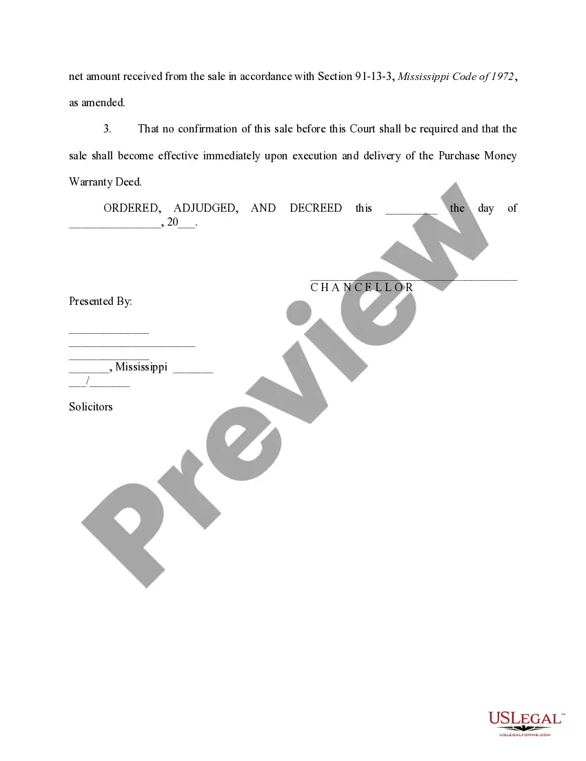 Preview Order authorizing the sale of real estate
