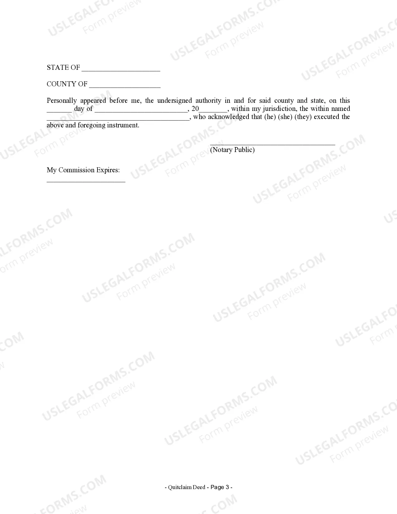 Preview Quitclaim Deed from Husband to Himself and Wife