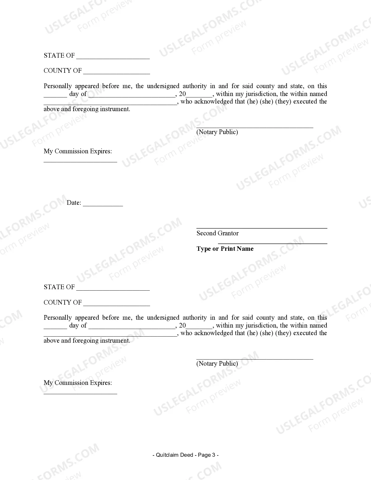 Preview Quitclaim Deed from Husband and Wife to Husband and Wife
