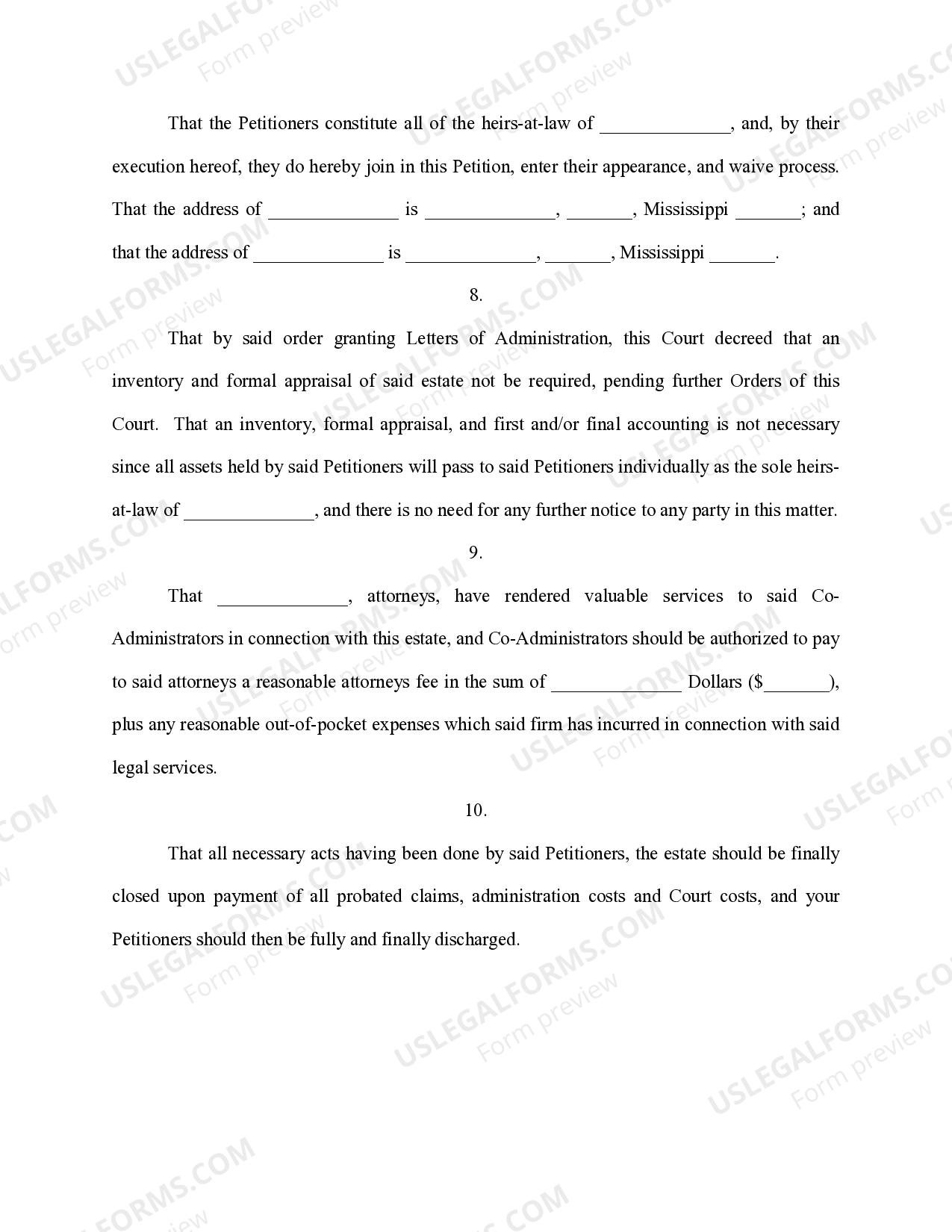 Mississippi Petition Close Estate For Sale US Legal Forms