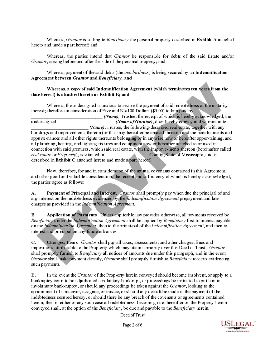 Preview Deed of Trust Securing Obligations Pursuant to Indemnification Agreement