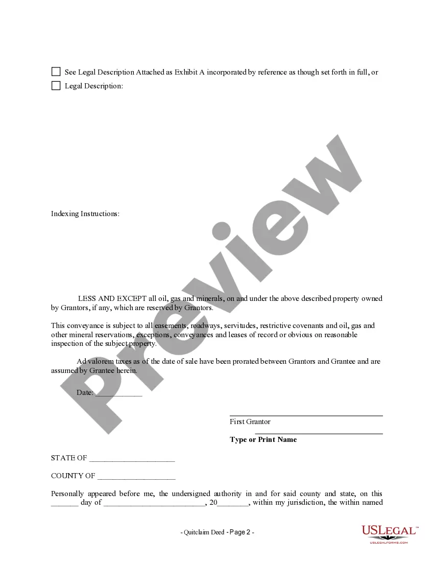 Preview Quitclaim Deed from Husband and Wife to an Individual