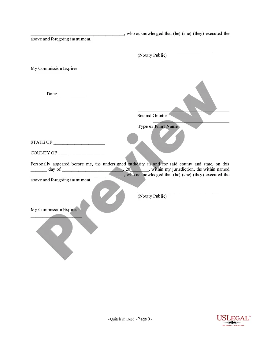 Preview Quitclaim Deed from Husband and Wife to an Individual