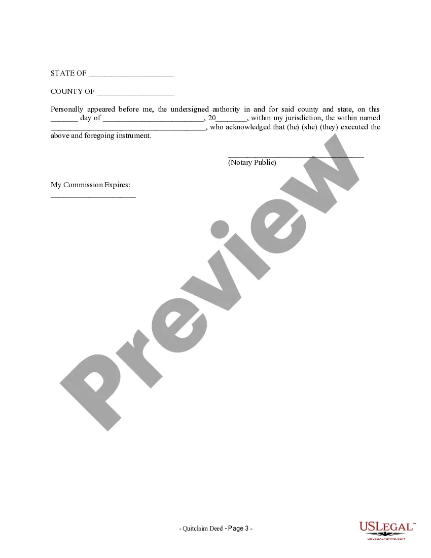 Preview Quitclaim Deed from Individual to Individual