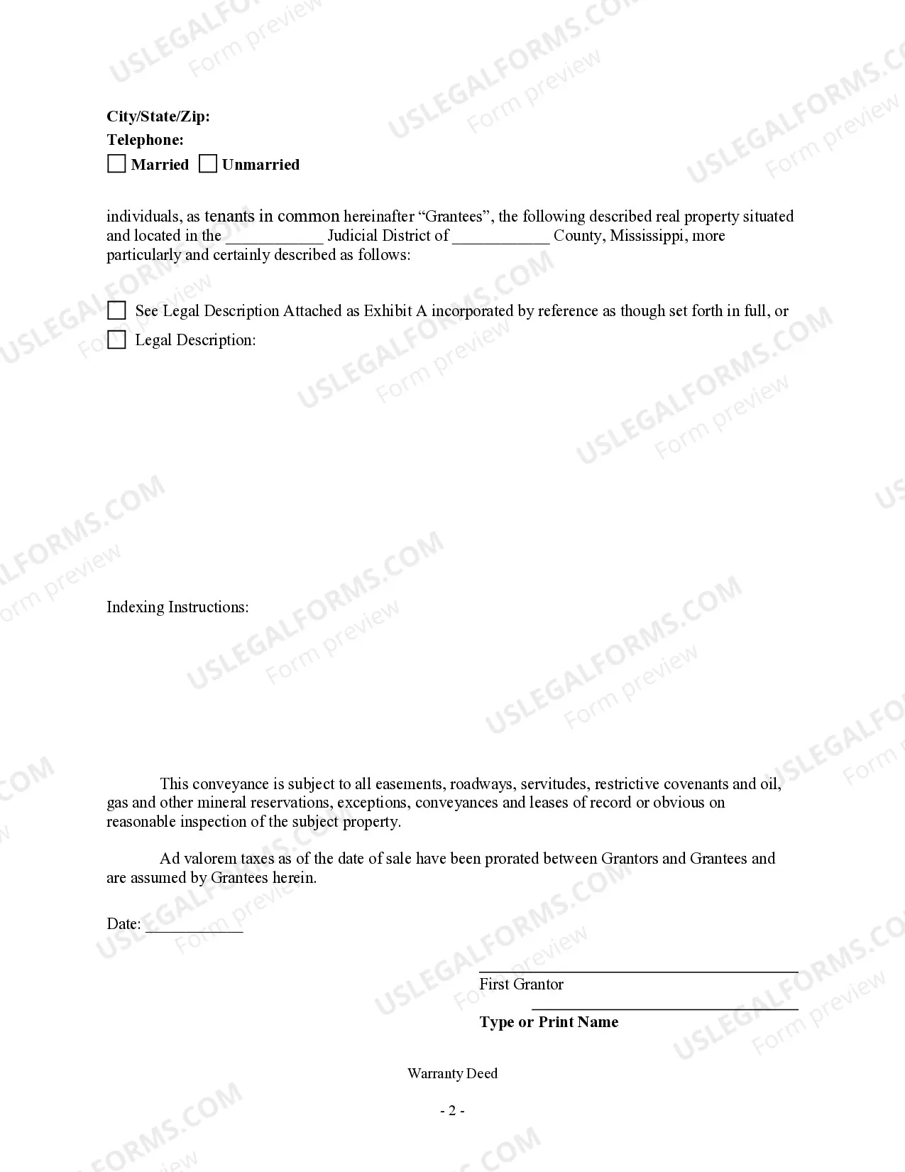 Preview Warranty Deed - Two Individual Grantors to Three Individual Grantees