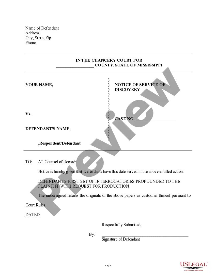 Preview Discovery Interrogatories from Defendant to Plaintiff with Production Requests