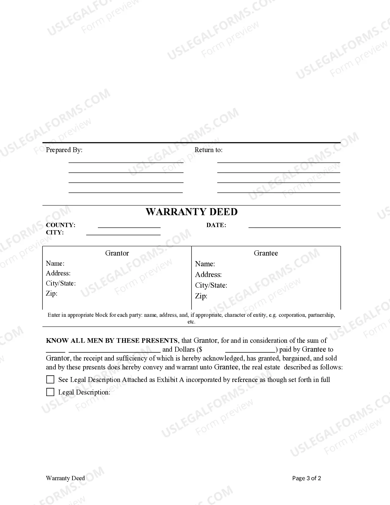 Preview Warranty Deed from Individual to Individual with Retained Life Estate