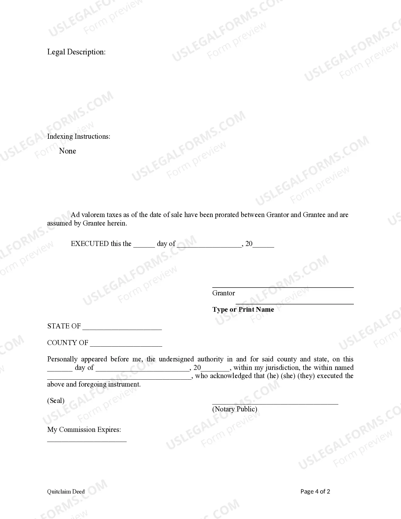 Preview Quitclaim Deed - Individual to a Trust